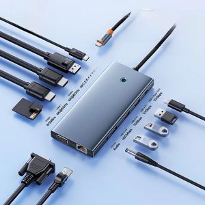 Baseus - USB-hub - Type C naar Dual HDMI - 4K 60Hz - VGA - PD 100W - USB A 3.0