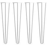 Chromen massieve 3-punt hairpin tafelpoot 75 cm (set van 4 stuks)