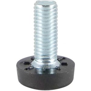 Stelvoet zwart rond Ø 2 cm en hoogte 0,7 cm  van massief kunststof (M6)  - 4 stuks