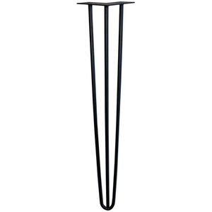 Zwarte massieve 3-punt hairpin tafelpoot 75 cm