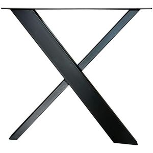 Stalen design X poot 70 bij 17 cm en hoogte 72  cm zwart (10 x 4 cm)