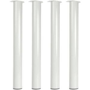 Witte stalen meubelpoot rond Ø 7,6 cm en hoogte 72 cm - Set van 4 stuks