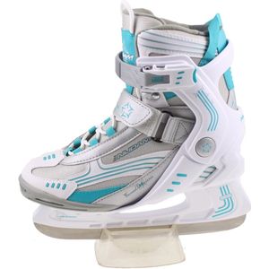 Nijdam softboot ijshockeyschaatsen dames in de kleur wit/bleu.