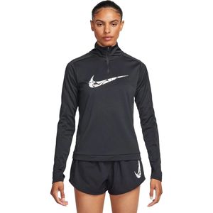 Nike swoosh dri-fit 1/4-zip top in de kleur zwart.