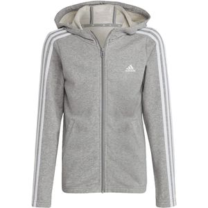 Adidas essentials 3-stripes full-zip hoodie in de kleur grijs.