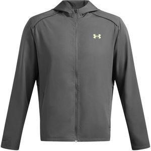 Under armour storm run hooded jacket in de kleur grijs.