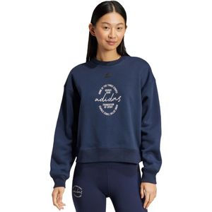 Adidas signature graphic print fleece loose sweatshirt in de kleur marine.