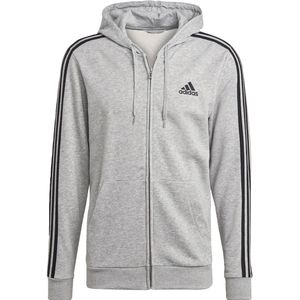 Adidas essentials french terry 3-stripes hoodie in de kleur grijs/zwart.