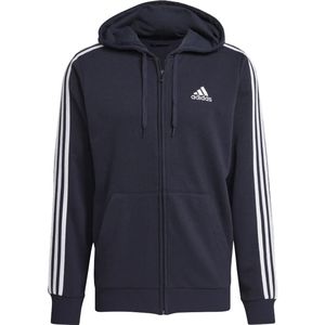 Adidas essentials french terry 3-stripes hoodie in de kleur marine.