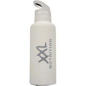 Xxl nutrition insulated straw bidon in de kleur grijs.