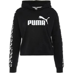 Puma amplified cropped hoodie in de kleur zwart.