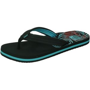 Reef ahi tropical dream teenslipper in de kleur zwart.