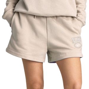 Nike - Womens Club Fleece Mid-Rise 4 Graphic Shorts - Beige - Hardloopshort