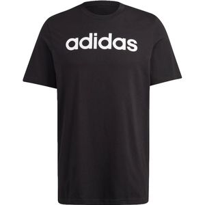 Adidas essentials single jersey linear logo t-shirt in de kleur zwart.