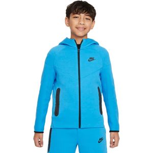 Nike tech fleece full zip hoodie junior in de kleur blauw.