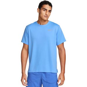 Nike dri-fit uv miler hardloopshirt in de kleur blauw.