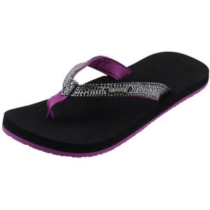 Reef little cushion sassy teenslippers junior in de kleur zwart/paars.