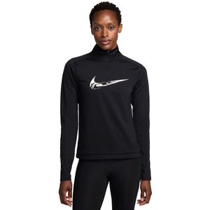 Nike swoosh womens running top in de kleur zwart.