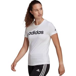 Adidas loungewear essentials slim logo t-shirt in de kleur wit/zwart.