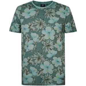 Petrol industries botanical t-shirt drive in de kleur blauw.