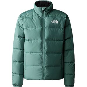 The north face omkeerbare donsjas met capuchon in de kleur groen.