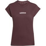 adidas - W LIN SJ T - T-shirt - Shadow Brown/White - Basic van Zacht Materiaal