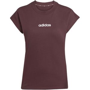 adidas - W LIN SJ T - T-shirt - Shadow Brown/White - Basic van Zacht Materiaal