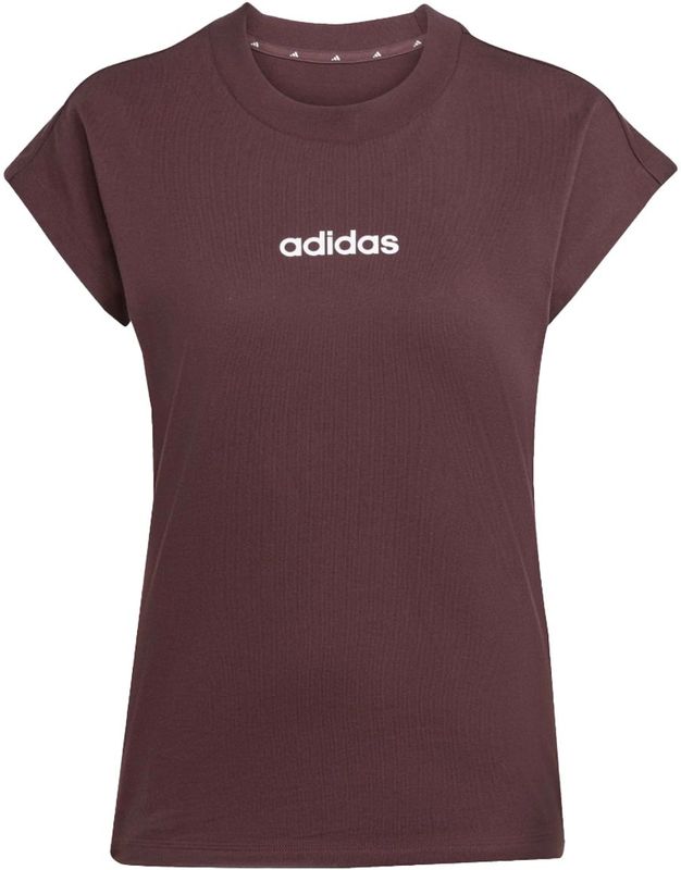 adidas - W LIN SJ T - T-shirt - Shadow Brown/White - Basic van Zacht Materiaal