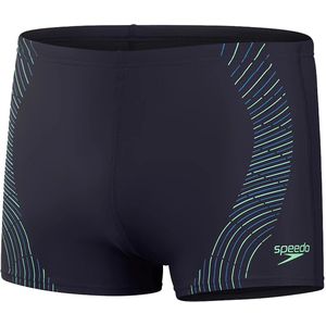 Speedo eco tech print zwemboxer in de kleur marine.