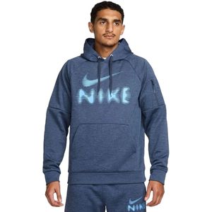 Nike nike mens therma-fit pullover in de kleur blauw.