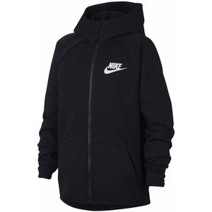 Nike tech fleece full zip hoodie junior in de kleur zwart/wit.