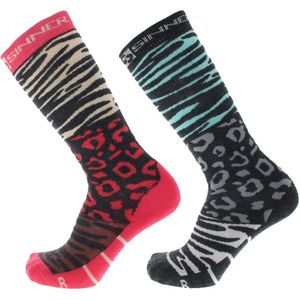Sinner ladies ski socks animal double pack in de kleur diverse kleuren.