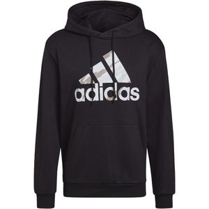 Adidas essentials french terry camo-print hoodie in de kleur zwart.