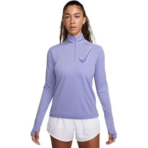 Nike - Swoosh Dri-FIT - Sportshirt - Zwart - Lichtgewicht, Ademend, Halve Ritssluiting