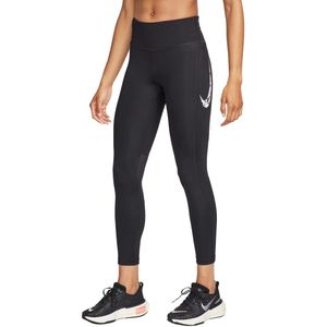 Nike swoosh fast 7/8-legging in de kleur zwart.
