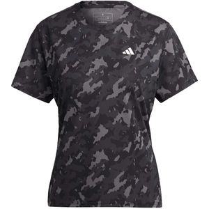 Adidas own the run camo running t-shirt in de kleur zwart.