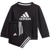 Adidas badge of sport french terry joggingpak in de kleur zwart/wit.