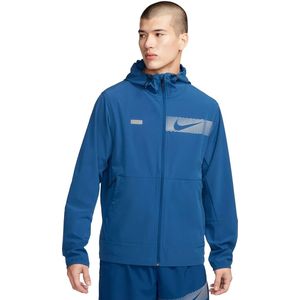 Nike unlimited flash repel hooded jack in de kleur blauw.