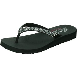 Skechers meditation butterfly garden teenslipper in de kleur zwart.