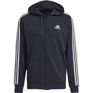 Adidas essentials french terry 3-stripes hoodie in de kleur marine.