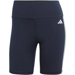Adidas training essentials 3-stripes high-waisted korte legging in de kleur marine.