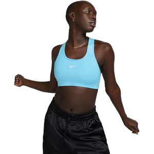 Nike dri-fit swoosh medium support sport bh in de kleur blauw.