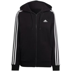 Adidas essentials 3-stripes french terry regular full-zip hoodie in de kleur zwart.
