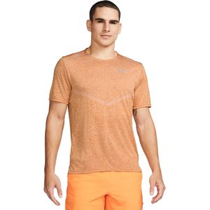 Nike dri-fit rise 365 t-shirt in de kleur oranje.