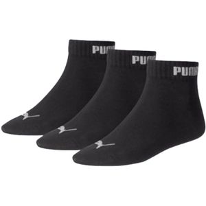 Puma quarter plain 3-pack sokken in de kleur zwart.
