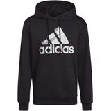 Adidas essentials french terry camo-print hoodie in de kleur zwart.