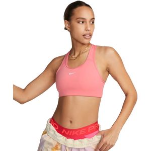 Nike dri-fit swoosh medium support sport bh in de kleur roze.