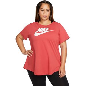 Nike sportswear essential t-shirt (plus size) in de kleur oranje.