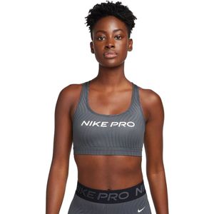 Nike pro swoosh light-support sports bh in de kleur grijs.