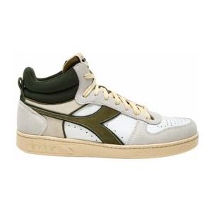 Diadora Men Magic Basket Demi Cut Suede Leather White Kombu Green-Schoenmaat 41